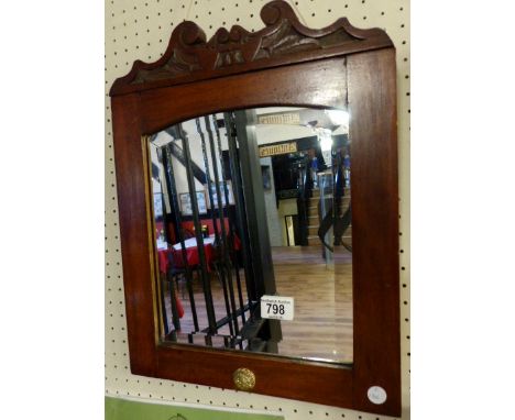 Vintage wood framed bevel edged mirror