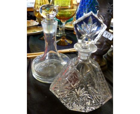 Thomas Webb cut glass crystal decanter and hand blown ships decanter