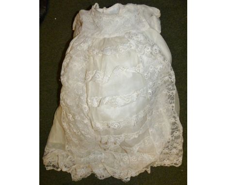 Pair of vintage childs white christening dresses
