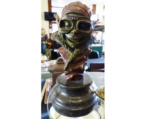 Bronze bust of Goblin by David Goode. H: 21cm