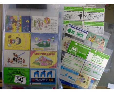 A collection of phone cards, some vintage