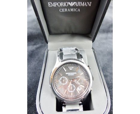 A boxed gents Emporio Armani Ceramica ceramic chronograph watch RRP £349