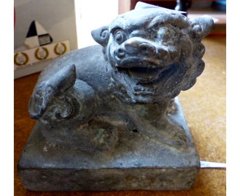 A Chinese bronze animal seal/stamp. 10cms high.