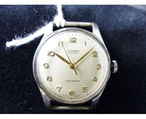 Vintage JW Benson mid size gents wristwtch head with Cyma movement.