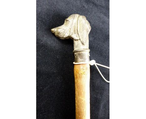 Bronze dogs head walking cane