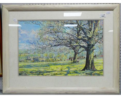 Martin Decent (Sheffield Artist), mixed media of Chatsworth House, Derbyshire, signed bottom right.