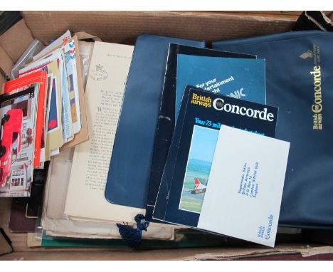 Cunard Programme, Brunel's Britain, Concorde folder, stamps and other travel-related paper ephemera:- One Box.