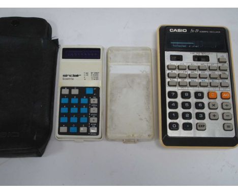 Sinclair Scientific Calculator in White Casing with Turquoise Number Pads, Casino FX-19 example (2).