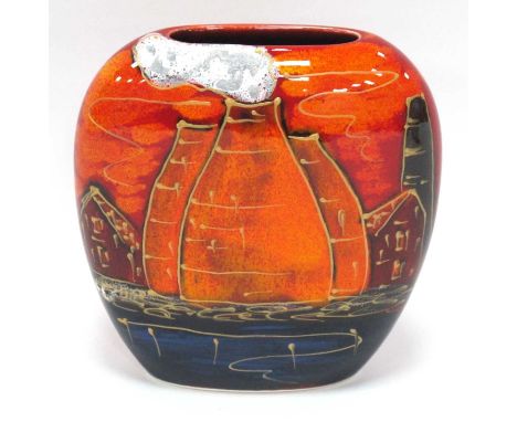 Anita Harris Potteries Past Purse Base 12.5cm high gold signed.