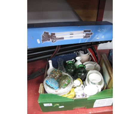 Wedgewood Baby Owls Plates, Portmerion, Tuscan, Coalport and other ceramics, glassware, table tennis racket, etc:- One Box pl