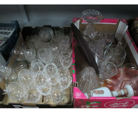 Carnival Glass Bowl, Stuart, Doulton and other glassware:- Two Boxes.