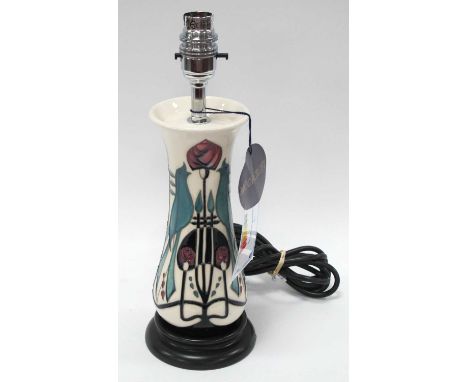 Moorcroft Talwin Lamp Base L364/8 Designer Nicola Slaney 30.5cm tall including fittings.