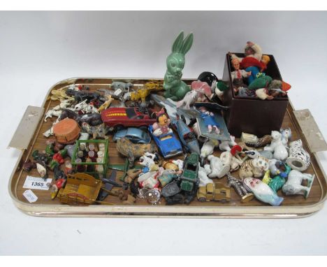 Flyde and Other Metal Animals, Swarovski cat, Matchbox mini mouse in car, Lesney vehicles, Dol-Toi and other figures. Sylvac 