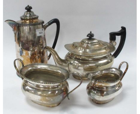Sheffield EPNS Three-piece Tea Service and hot water jug (4).