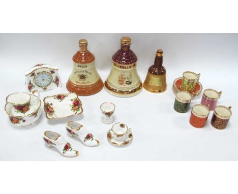 Royal Albert 'Old Country Roses' Clock, mini cups and saucer, four other pieces (first quality) and second quality sugar and 