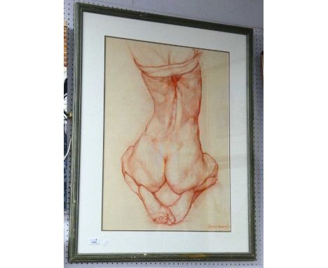 Byron Howard, signed crayon of a Back View of a Female, signed bottom right, 72 x 53cm.