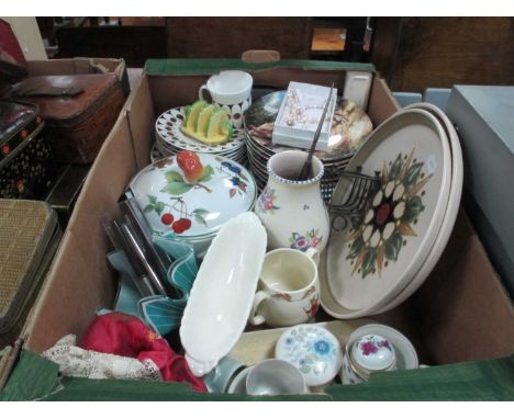 Ypres Table Cover, necklace set, glass handkerchief vase, toast rack, ink pens, Carlton toast rack, Poole, Denby, Wedgwood, t