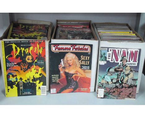 Comics - Dracula, Fangoria, Sinner, Femme Fatales, Batman, Pow, Top Deck, The Nam, etc, large quantity, some duplication:- Th