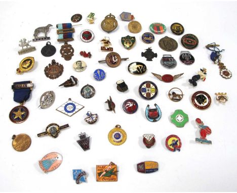 Enamelled badges - Six Butlins, 1928 Jockey Club of Kenya, 1951 Exhibition, Bay of Islands Curling, Wembley 1924, Usdaw, Aero