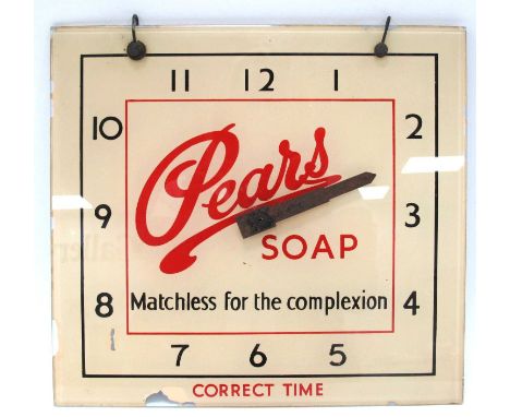 Pears Soap Advertising Wall Clock, 30.5cm wide.Some areas of loss, hand rusted, chips to both top corners. 