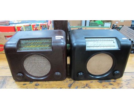 Two Bush Brown Bakelite Valve Radios, type DAC 90, together with a black bakelite value radio (2).