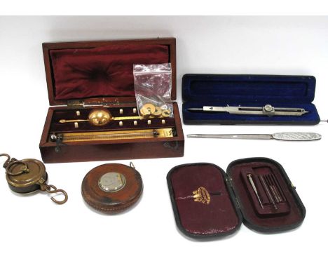 Hydrometer in Mahogany Box, Southey's tubes, tape measure, etc:- One Tray.