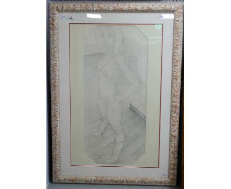 Byron Howard, signed pencil drawing of "Louisa", signed halfway down on some steps, 80 x 37.