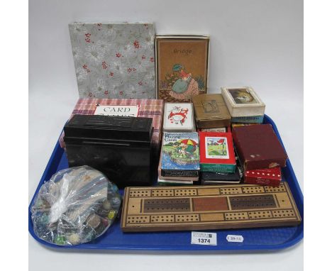 Black Bakelite Bridge Box Holding Cards, crib board, marbles, playing cards, etc:- One Tray.