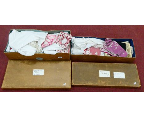 Liturgical Vestments, including rochet with handmade lace panels, pair of cuffs, Bishop's albs, surplices and amices, etc:- T