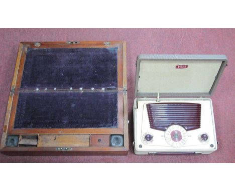 XIX Century Mahogany Writing Slope with brass escutcheon, Vidor radio (2).