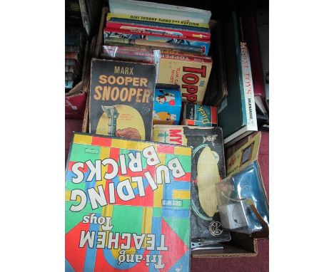 Marx 'Super Snooper', 'Mystery Space Ship', other toys and related books:- One Box