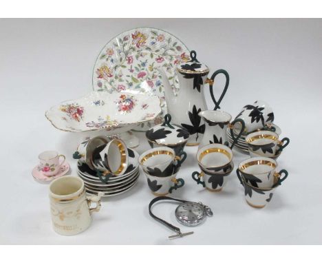 Limoges Coffee Service, Hammersley China, pedestal bowl, Minton Haddon Hall plate, Ingersol stopwatch, Shelley miniature cup 