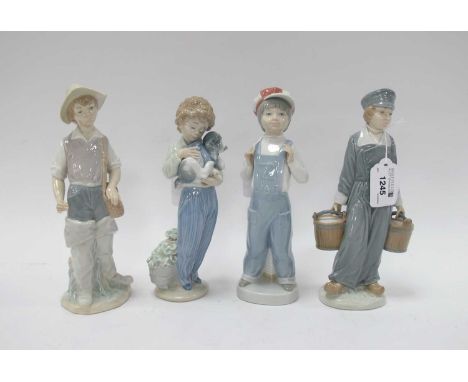 Lladro Figures 'Fisher Boy' 4809 22cm tall, 'Dutch Boy' 4811, 'Boy From Madrid' and 'My Buddy', (All Boxed) (4).
