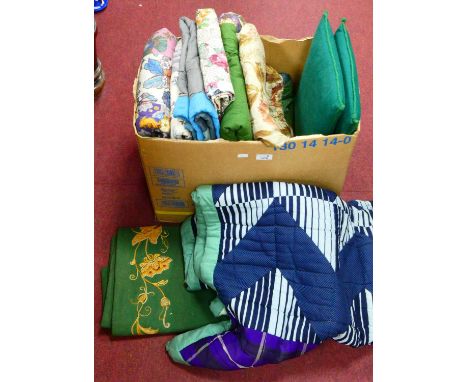 Quilted Bed Runners, in various patterns, floral curtain fabric and lining:- One Box