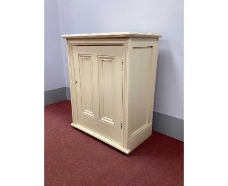 A XIX Century Painted Pine Cupboard, with panelled door to internal shelves.106 h x 87 w x 52.5cm d.