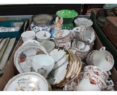 Shelley - Six Art Deco Sunburst Side Plates, Royalty, Aynsley Man on the Moon, Edwardian and other ceramics:- One Box.
