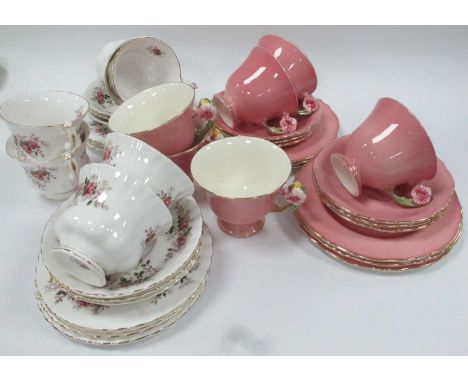 Royal Albert 'Lavender Rose' Teaware, nineteen pieces and a part set of Royal Winton pink teaware with flower moulded handles