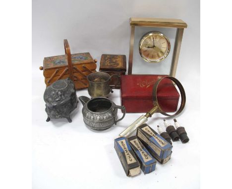 Whist Box, London Mantle Clock, Champion Spark Plugs, etc:- One Tray.