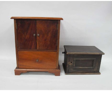 XIX Century Mahogany Table Top Cabinet, with twin cupboard doors, over a single drawer, on bracket feet, 37cm wide, together 