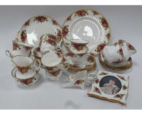 Royal Albert 'Old Country Roses' Teaware, comprising two cake plates, six each teacups, saucers and tea plates, milk jug, sug