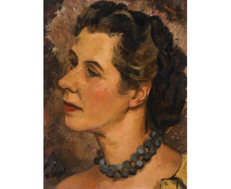 František Zdenek EberlPortrait of a lady with blue pearl necklace1935/40oil on board; framed35 x 26.5 cmsigned on the lower l