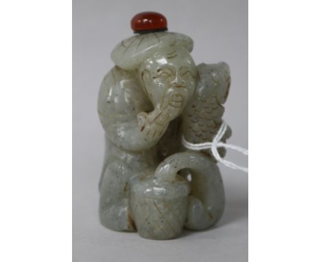 A jade carved scent bottle