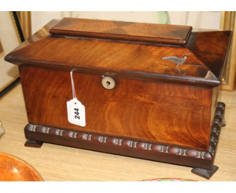 A mahogany tea caddy width 36cm height 24cm