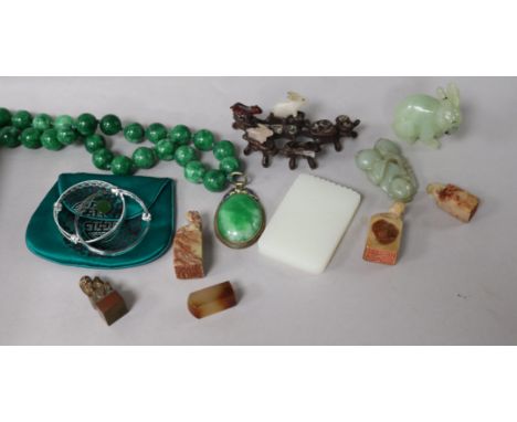 A group of jade and other hardstone carvings