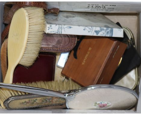 A pair of opera glasses, medallion, camera etc