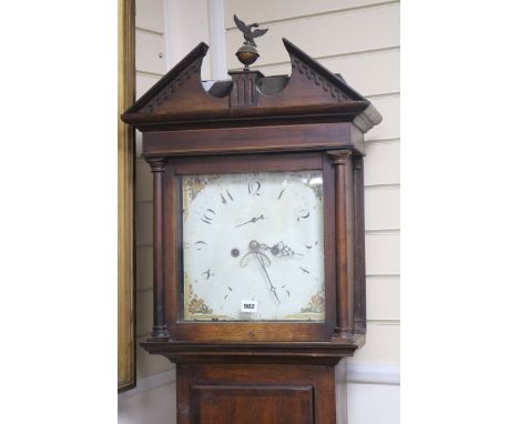 An 18th century oak longcase clock with painted dial W.49cm