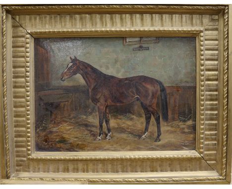 W. Wasdell Trickett, oil on canvas, portrait of the racehorse 'Schoolmoney', signed and dated 1913, 25 x 35cm, with three pri