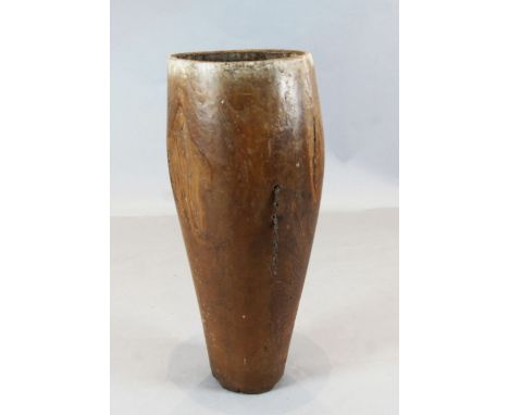 A Sepik River? tree trunk drum, height 90cm