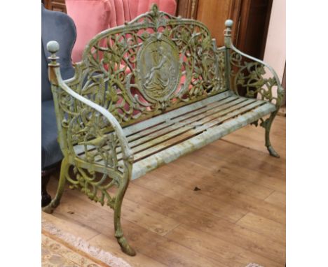 A cast iron garden bench W.183cm
