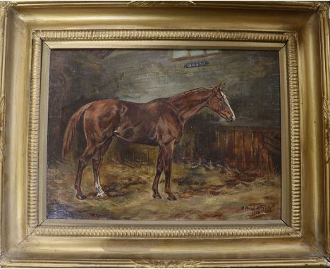 W. Wasdell Trickett, oil on canvas, portrait of the steeplechase winner 'Charlie May', signed and dated 1913, 25 x 33cm, with